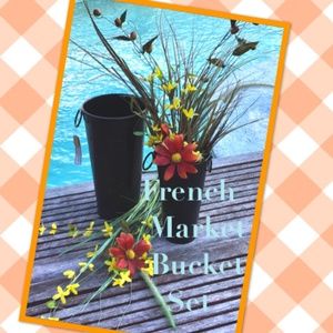 Rare! Bee Embossed French Market Flower Buckets